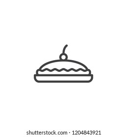 Berry Pie outline icon. linear style sign for mobile concept and web design. Thanksgiving Cake with cherry simple line vector icon. Symbol, logo illustration. Pixel perfect vector graphics