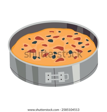 Berry pie in a springform baking pan. Homemade baking. Cartoon vector illustration.
