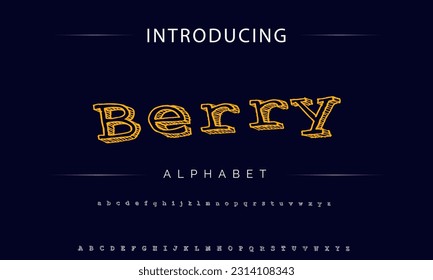 Berry Playful style font design, childish alphabet letters and numbers vector illustration