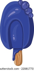 berry popsicle with wild blueberries, sorbet and ice cream vector illustration