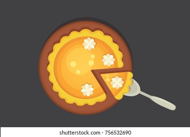 berry and pumpkin pie vector icon isolated. Thanksgiving Day illustration