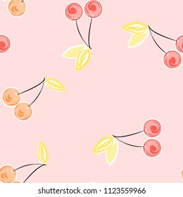 Berry seamless pattern with cherry. Background with cherries.