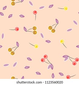 Berry seamless pattern with cherry. Background with cherries.