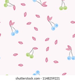 Berry seamless pattern with cherry. Background with cherries.