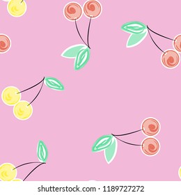 Berry seamless pattern with cherry. Background with cherries.