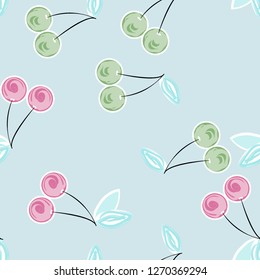 Berry seamless pattern with cherry. Background with cherries.