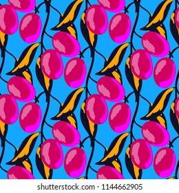 Berry seamless pattern with plums.