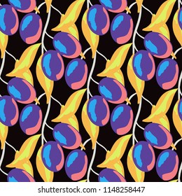 Berry seamless pattern with plums.