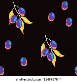 Berry seamless pattern with plums.
