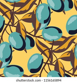 Berry seamless pattern with plums.