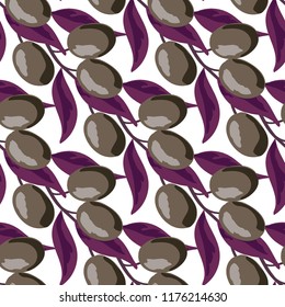 Berry seamless pattern with plums.