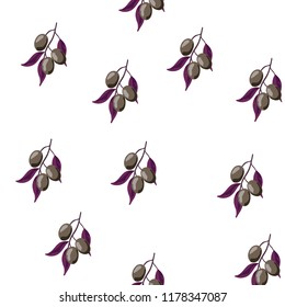 Berry seamless pattern with plums.