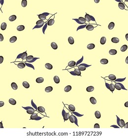 Berry seamless pattern with plums.