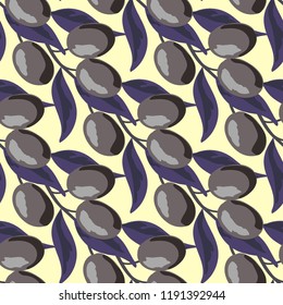 Berry seamless pattern with plums.