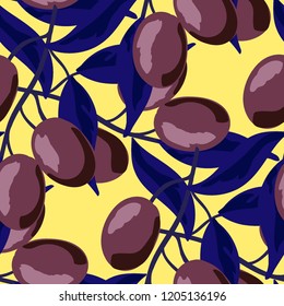 Berry seamless pattern with plums.