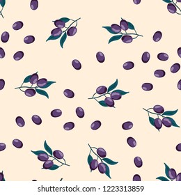 Berry seamless pattern with plums.