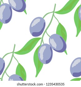 Berry seamless pattern with plums.