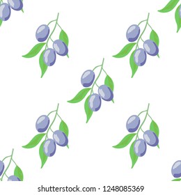 Berry seamless pattern with plums.