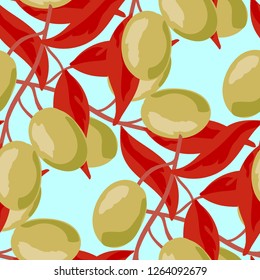 Berry seamless pattern with plums.