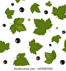 Berry seamless pattern of red currant berries with leaves. hand drawing, artline. realistic summer background. Food for menu, label, banner, tea or jam packaging