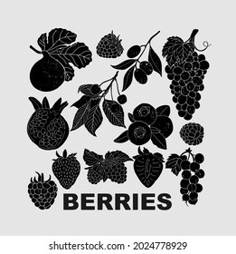 Berry-Set zur Verwendung in Produktlogos. Vektorgrafik.