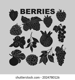 Berry set for use in product logos. Vector.