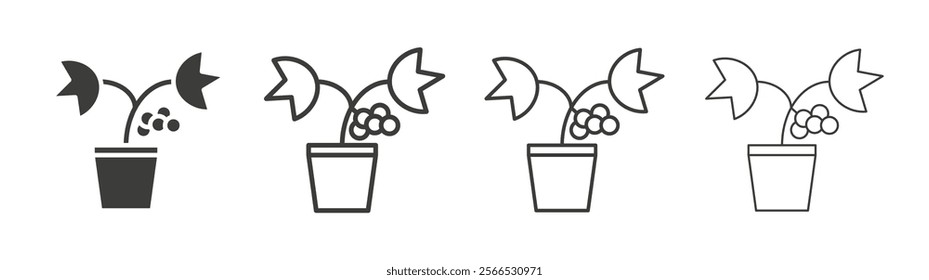 Berry shrubs and vines icon collection for website design, app, UI design.