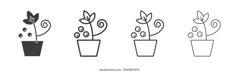 Berry shrubs and vines icon flat and linear vector illustration on white background.