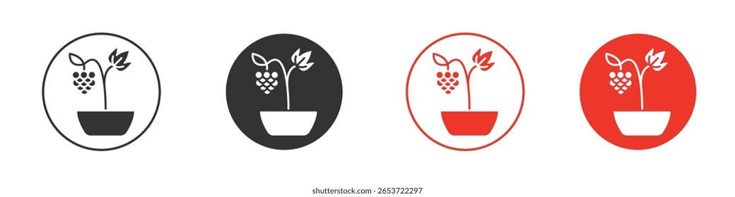 Berry shrubs and vines icon for logo, vector sign symbol for design