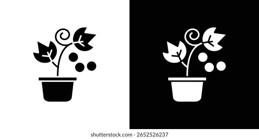 Berry shrubs and vines icon symbol collection. Flat vector stock illustration.