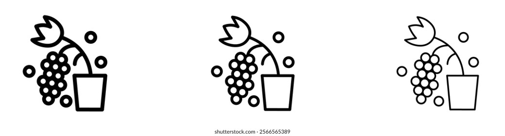 Berry shrubs and vines icon in tree different line stroke sizes.