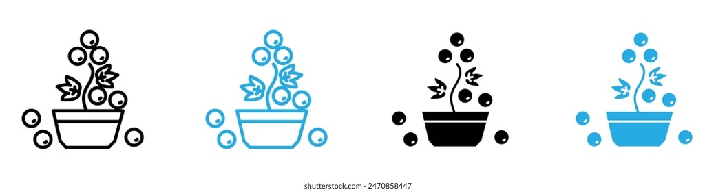 Arbustos de bayas y viñas icono de Vector conjunto de colección para el Web