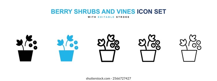 Berry shrubs and vines icons vector collection pack.