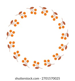 Beeren einfache Rahmen mit orangefarbenen Herbstzweigen, Beeren Illustration fügt saisonalen Charme und Wärme, perfekt für Herbst Grußkarten, Plakate und dekorative Drucke.