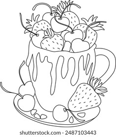 Batido de bayas. Bebida de verano. Cereza, fresa. Crema. Un postre.