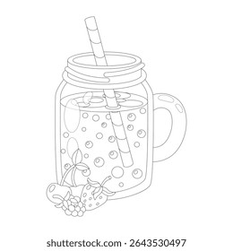 Berry smoothie vector illustration.
Healthy eating. Coloring page