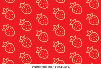 Berry strawberry background color red. Illustration line pattern
