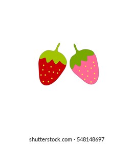 Berry strawberry, isolated object on white background. Vector illustration.