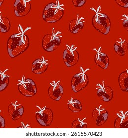 Berry strawberry seamless pattern. Textured berry prints. Vector background wallpaper