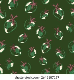 Berry strawberry seamless pattern. Textured berry prints. Vector background wallpaper