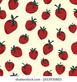 Berry strawberry seamless pattern. Textured berry prints. Vector background wallpaper