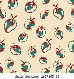 Patrón sin fisuras de fresa de baya. Estampados texturizados de bayas. Fondo de pantalla de fondo de Vector