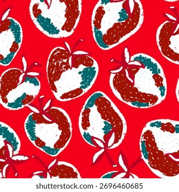 Berry strawberry seamless pattern. Textured berry prints. Vector background wallpaper