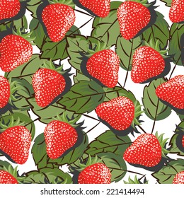 Berry Strawberry vector seamless pattern illustration clip art