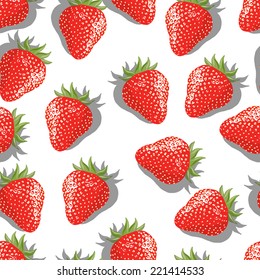 Berry Strawberry vector seamless pattern illustration clip art