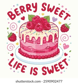 berry sweet life is sweet. From California to Paris , girls graphic tee print design, women's vector graphics design, food fashion trendy graphics for t-shirt design.t shirt or sweatshirt or poster - 