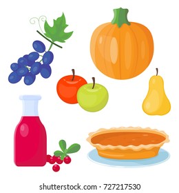 Berry syrup bottle colorful cartoon icons for thanksgiving day holiday vector design autumn season celebration