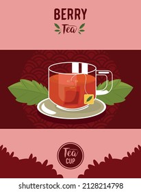 berry tea lettering with poster