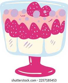 Berry trifle hand drawn illustration