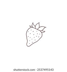 Berry vector illustration with fresh strawberries in cartoon style. Design with useful products in the style of a contoured vintage logo on a white background.